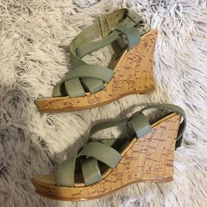 Verochi Leather Wedge Strappy Heels